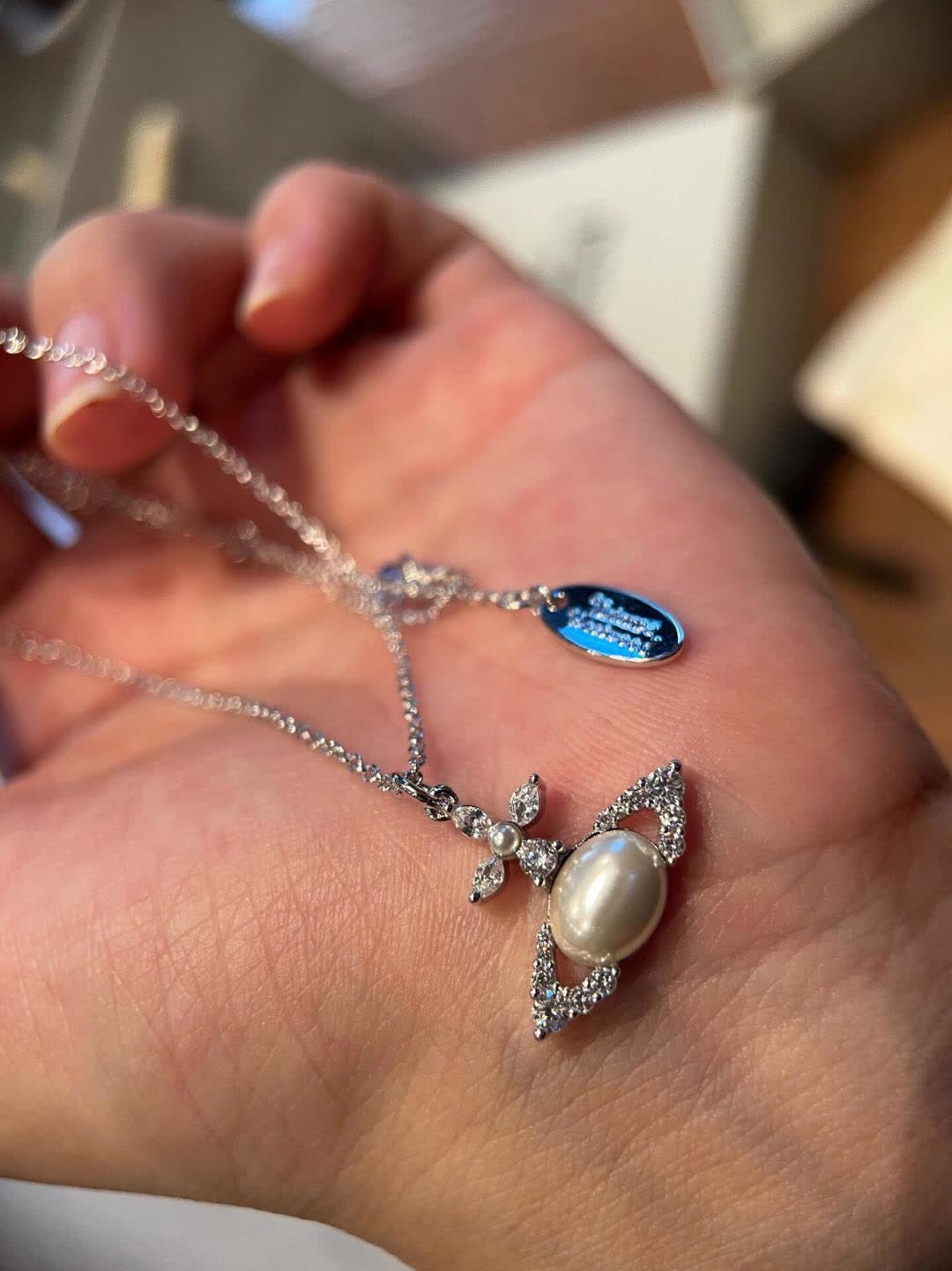 Vivienne Westwood Elegant Pearl and Diamond Pendant Necklace